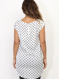 Sale La Modeuse Top satiné à pois Blanc