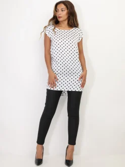 Sale La Modeuse Top satiné à pois Blanc