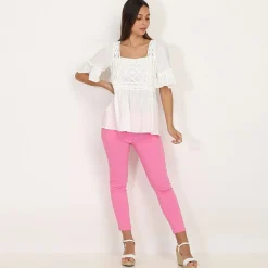 Online La Modeuse Top Style bohème à volants et crochet Blanc