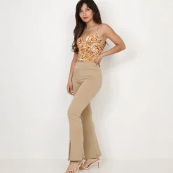 Outlet La Modeuse Top style corset à imprimé rétro Jaune