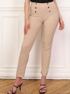 Outlet La Modeuse Tregging à boutons et surpiqûres Camelclair