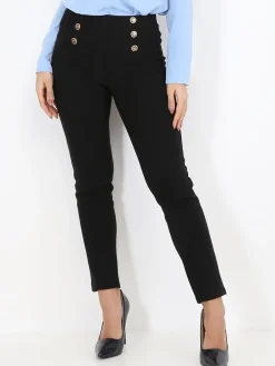 Discount La Modeuse Tregging à boutons et surpiqûres Noir