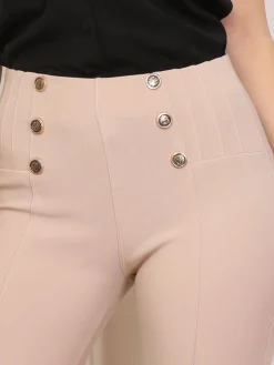Discount La Modeuse Tregging à boutons et surpiqûres Beige