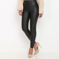 Discount La Modeuse Tregging en simili à fronçage Noir
