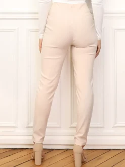 Discount La Modeuse Tregging taille haute à boutons Beige