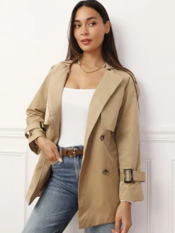 Best La Modeuse Trench court à double revers de col Taupe