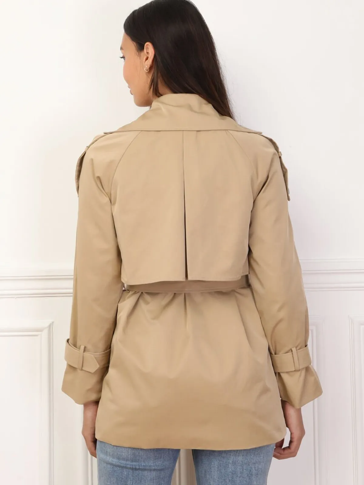 Best La Modeuse Trench court à double revers de col Taupe
