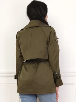 Online La Modeuse Trench court à double revers de col Kaki