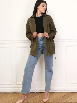 Online La Modeuse Trench court à double revers de col Kaki