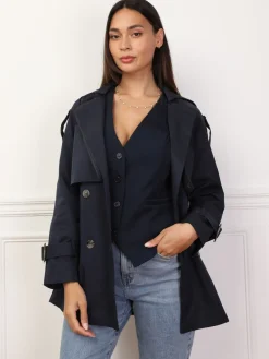 La Modeuse Trench court à double revers de col BleuMarine