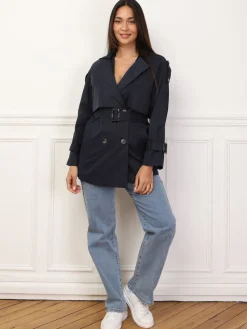 La Modeuse Trench court à double revers de col BleuMarine