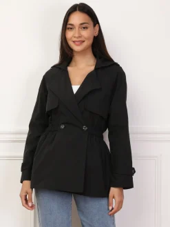 La Modeuse Trench court élastiqué à la taille Noir