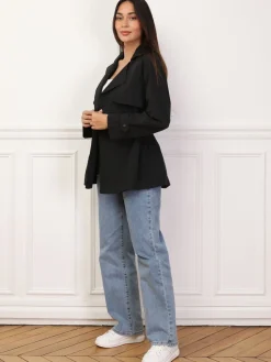 La Modeuse Trench court élastiqué à la taille Noir