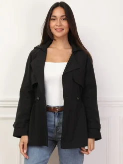 La Modeuse Trench court élastiqué à la taille Noir