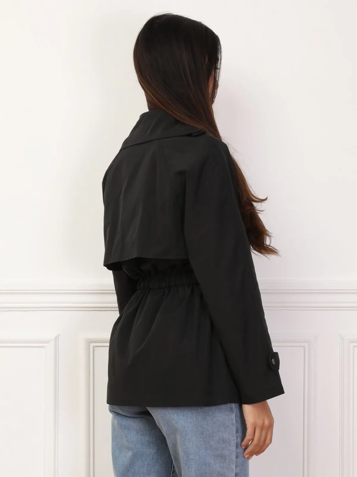 La Modeuse Trench court élastiqué à la taille Noir