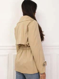 Clearance La Modeuse Trench court élastiqué à la taille Taupe