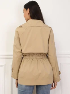Clearance La Modeuse Trench court élastiqué à la taille Taupe