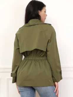 Online La Modeuse Trench court élastiqué à la taille Kaki