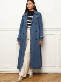 New La Modeuse Trench en denim à nouer BleuClair