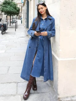 New La Modeuse Trench en denim à nouer BleuClair