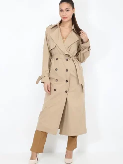 Hot La Modeuse Trench long à ceinture nouée Camel