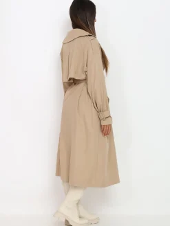 Clearance La Modeuse Trench long ceinturé Taupe