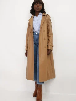 Best La Modeuse Trench long en simili avec ceinture Camel