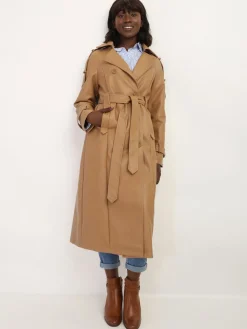 Best La Modeuse Trench long en simili avec ceinture Camel