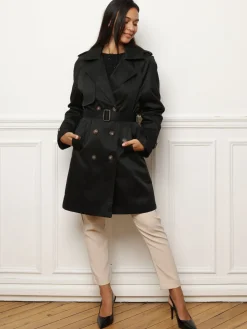 Discount La Modeuse Trench mi-long à boutons marbrés Noir