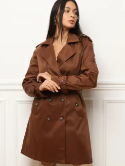 Discount La Modeuse Trench mi-long à boutons marbrés Marron