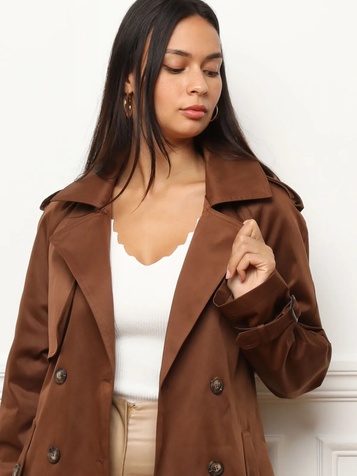 Discount La Modeuse Trench mi-long à boutons marbrés Marron