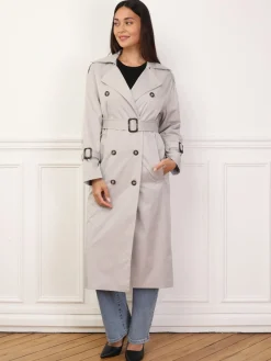 Best La Modeuse Trench mi-long à ceinture Grisclair