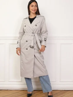 Best La Modeuse Trench mi-long à ceinture Grisclair