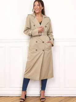 Discount La Modeuse Trench mi-long à ceinture Taupe