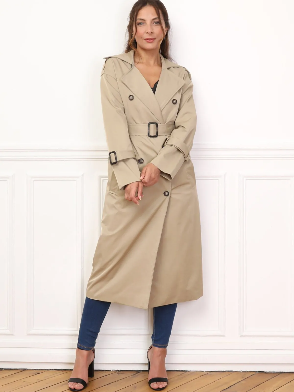 Discount La Modeuse Trench mi-long à ceinture Taupe