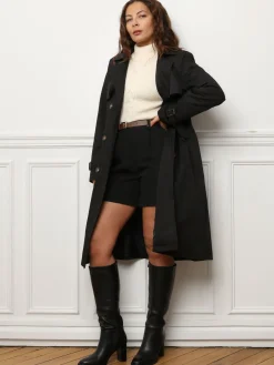 New La Modeuse Trench mi-long avec ceinture Noir