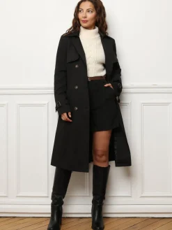 New La Modeuse Trench mi-long avec ceinture Noir