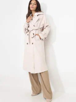 Clearance La Modeuse Trench mi-long droit ceinturé Beige