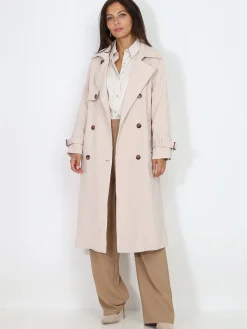 Clearance La Modeuse Trench mi-long droit ceinturé Beige