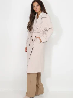Clearance La Modeuse Trench mi-long droit ceinturé Beige