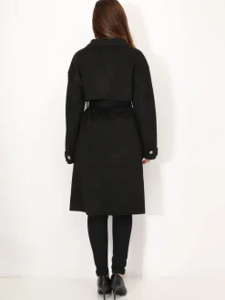 Outlet La Modeuse Trench mi-long en suédine Noir