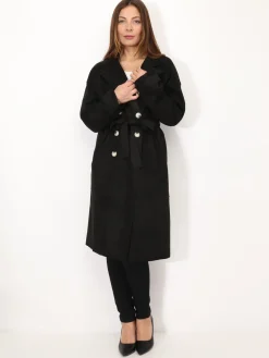 Outlet La Modeuse Trench mi-long en suédine Noir