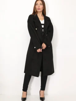 Outlet La Modeuse Trench mi-long en suédine Noir