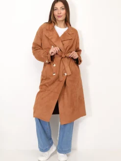 Best La Modeuse Trench mi-long en suédine Camel