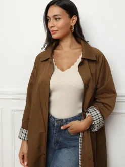 Clearance La Modeuse Trench oversize avec doublure à carreaux Marron
