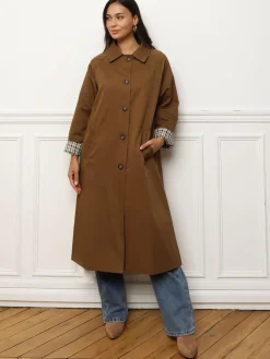 Clearance La Modeuse Trench oversize avec doublure à carreaux Marron