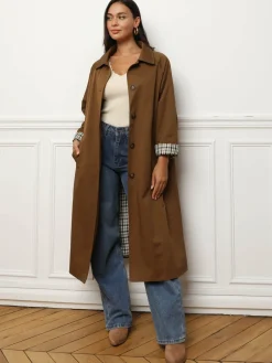 Clearance La Modeuse Trench oversize avec doublure à carreaux Marron