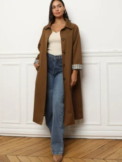 Clearance La Modeuse Trench oversize avec doublure à carreaux Marron