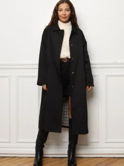 Online La Modeuse Trench oversize avec doublure à carreaux Noir