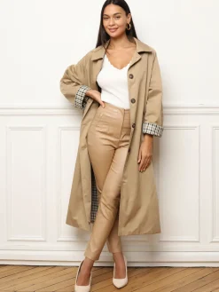 New La Modeuse Trench oversize avec doublure à carreaux Camel